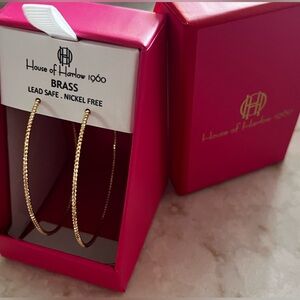 HOUSE OF HARLOW 1960 Gold Tone Hoop Earrings
